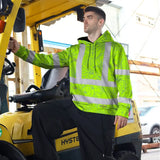 Hi Vis Hoodie Reflective Tapes Green Grey Flowers Custom Name Safety Workwear For Workers, Truckers, Operators