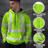Hi Vis Hoodie Reflective Tapes Green Grey Flowers Custom Name Safety Workwear For Workers, Truckers, Operators