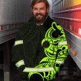 Hi Vis Hoodie Reflective Tapes Green Hawaiian Polynesian Tribal 2 Custom Name Safety Workwear