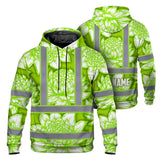 Hi Vis Hoodie Reflective Tapes Green Neon White Protea Custom Name Safety Workwear For Workers, Truckers, Operators