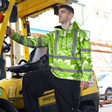 Hi Vis Hoodie Reflective Tapes Green Neon White Protea Custom Name Safety Workwear For Workers, Truckers, Operators