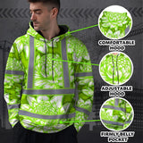 Hi Vis Hoodie Reflective Tapes Green Neon White Protea Custom Name Safety Workwear For Workers, Truckers, Operators