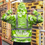 Hi Vis Hoodie Reflective Tapes Green Neon White Protea Custom Name Safety Workwear For Workers, Truckers, Operators