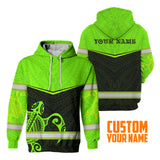 Hi Vis Hoodie Reflective Tapes Green Turtle Hawaiian Custom Name Safety Workwear