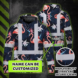 Hi Vis Hoodie Reflective Tapes Hawaii Flamingo 2 Custom Name Safety Workwear For Workers, Truckers, Operators