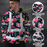 Hi Vis Hoodie Reflective Tapes Hawaii Flamingo Custom Name Safety Workwear For Workers, Truckers, Operators