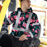 Hi Vis Hoodie Reflective Tapes Hawaii Flamingo Custom Name Safety Workwear For Workers, Truckers, Operators