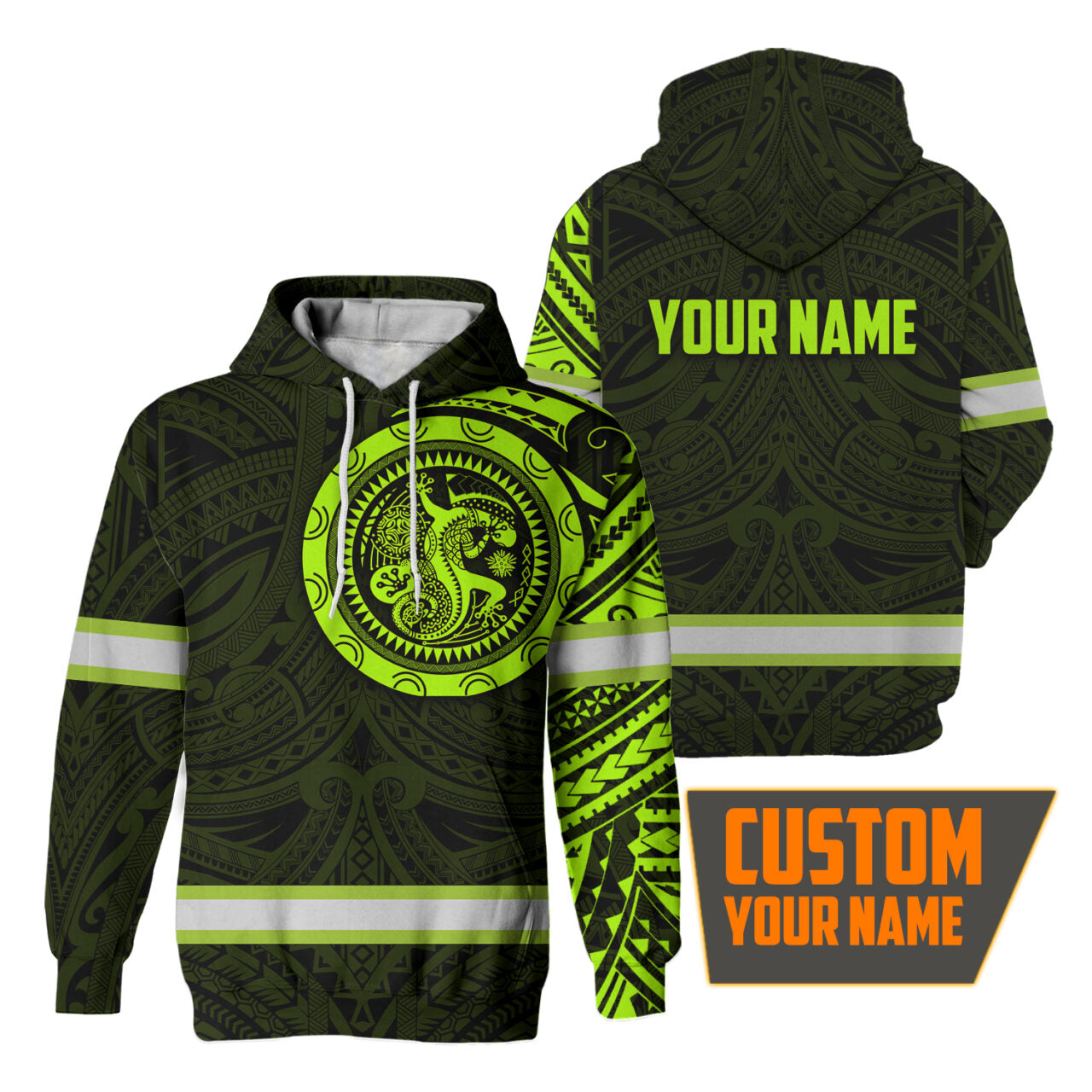 Hi Vis Hoodie Reflective Tapes Hawaiian Custom Name Safety Workwear