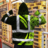 Hi Vis Hoodie Reflective Tapes Hawaiian Polynesian Tribal Custom Name Safety Workwear For Workers, Truckers, Operators