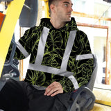 Hi Vis Hoodie Reflective Tapes Lime Neon Flowers Custom Name Safety Workwear For Workers, Truckers, Operators