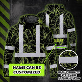 Hi Vis Hoodie Reflective Tapes Lime Neon Flowers Custom Name Safety Workwear For Workers, Truckers, Operators