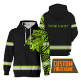 Hi Vis Hoodie Reflective Tapes Lion Hawaiian Polynesian Tribal Custom Name Safety Workwear For Workers, Runners, Cyclists
