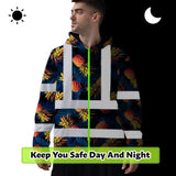 Hi Vis Hoodie Reflective Tapes Orange Neon And Dark Blue Custom Name Safety Workwear For Workers, Truckers, Operators