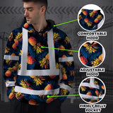 Hi Vis Hoodie Reflective Tapes Orange Neon And Dark Blue Custom Name Safety Workwear For Workers, Truckers, Operators