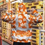 Hi Vis Hoodie Reflective Tapes Orange Neon Flowers 2 Custom Name Safety Workwear For Workers, Truckers, Operators
