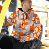 Hi Vis Hoodie Reflective Tapes Orange Neon Flowers 2 Custom Name Safety Workwear For Workers, Truckers, Operators