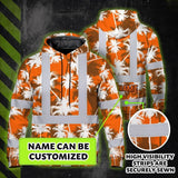 Hi Vis Hoodie Reflective Tapes Orange Neon Flowers Custom Name Safety Workwear For Workers, Truckers, Operators