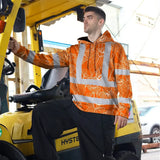 Hi Vis Hoodie Reflective Tapes Orange Neon Flowers Custom Name Safety Workwear For Workers, Truckers, Operators