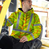 Hi Vis Hoodie Reflective Tapes Orange Neon Lime Heliconia Custom Name Safety Workwear For Workers, Truckers, Operators