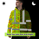 Hi Vis Hoodie Reflective Tapes Orange Neon Lime Heliconia Custom Name Safety Workwear For Workers, Truckers, Operators