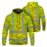 Hi Vis Hoodie Reflective Tapes Orange Neon Lime Heliconia Custom Name Safety Workwear For Workers, Truckers, Operators