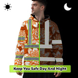 Hi Vis Hoodie Reflective Tapes Orange Neon White Protea Custom Name Safety Workwear For Workers, Truckers, Operators