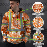 Hi Vis Hoodie Reflective Tapes Orange Neon White Protea Custom Name Safety Workwear For Workers, Truckers, Operators
