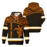 Hi Vis Hoodie Reflective Tapes Orange Turtle Hawaiian Polynesian Tribal Custom Name Safety Workwear
