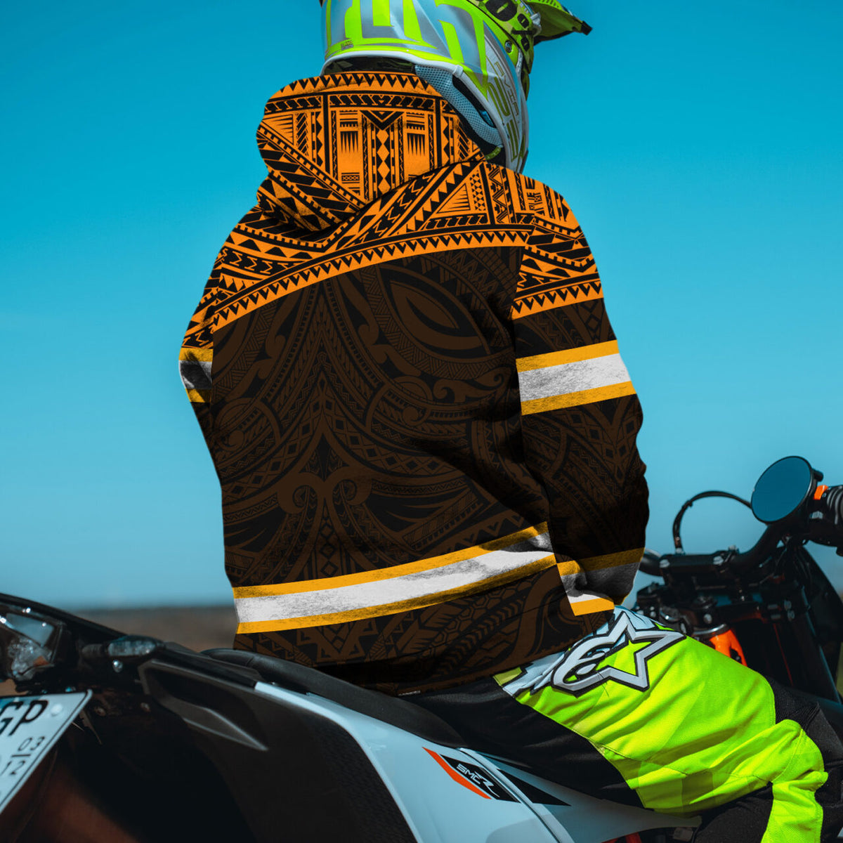 Hi Vis Hoodie Reflective Tapes Orange Turtle Hawaiian Polynesian Tribal Custom Name Safety Workwear