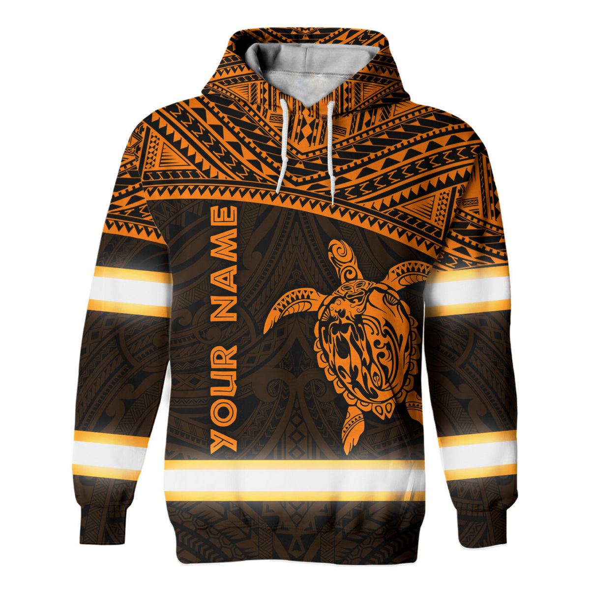 Hi Vis Hoodie Reflective Tapes Orange Turtle Hawaiian Polynesian Tribal Custom Name Safety Workwear