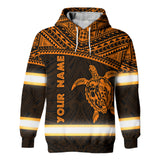 Hi Vis Hoodie Reflective Tapes Orange Turtle Hawaiian Polynesian Tribal Custom Name Safety Workwear