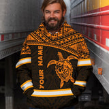 Hi Vis Hoodie Reflective Tapes Orange Turtle Hawaiian Polynesian Tribal Custom Name Safety Workwear