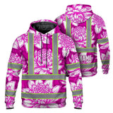 Hi Vis Hoodie Reflective Tapes Pink Neon White Protea Custom Name Safety Workwear For Workers, Truckers, Operators
