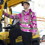 Hi Vis Hoodie Reflective Tapes Pink Neon White Protea Custom Name Safety Workwear For Workers, Truckers, Operators