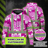 Hi Vis Hoodie Reflective Tapes Pink Neon White Protea Custom Name Safety Workwear For Workers, Truckers, Operators