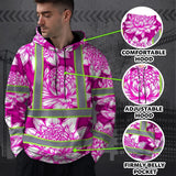 Hi Vis Hoodie Reflective Tapes Pink Neon White Protea Custom Name Safety Workwear For Workers, Truckers, Operators