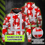 Hi Vis Hoodie Reflective Tapes Red Neon Flowers Custom Name Safety Workwear For Workers, Truckers, Operators