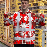 Hi Vis Hoodie Reflective Tapes Red Neon Flowers Custom Name Safety Workwear For Workers, Truckers, Operators