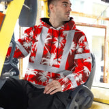 Hi Vis Hoodie Reflective Tapes Red Neon Flowers Custom Name Safety Workwear For Workers, Truckers, Operators