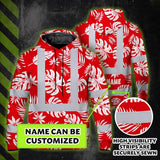 Hi Vis Hoodie Reflective Tapes Red Neon Flowers Custom Name Safety Workwear For Workers, Truckers, Operators