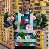 Hi Vis Hoodie Reflective Tapes Red Neon Pink Flowers Custom Name Safety Workwear For Workers, Truckers, Operators