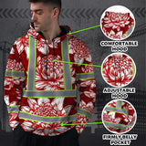 Hi Vis Hoodie Reflective Tapes Red Neon White Protea Custom Name Safety Workwear For Workers, Truckers, Operators