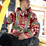 Hi Vis Hoodie Reflective Tapes Red Neon White Protea Custom Name Safety Workwear For Workers, Truckers, Operators
