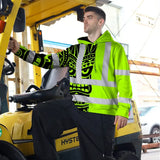 Hi Vis Hoodie Reflective Tapes TiKi Hawaiian Polynesian Tribal Custom Name Safety Workwear For Workers, Truckers, Operators