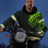Hi Vis Hoodie Reflective Tapes Green Neon Hawaiian Polynesian Tribal Custom Name Safety Workwear