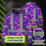 Hi Vis Hoodie Reflective Tapes Violet Neon Pink Heliconia Custom Name Safety Workwear For Workers, Truckers, Operators