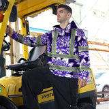Hi Vis Hoodie Reflective Tapes Violet Neon White Protea Custom Name Safety Workwear For Workers, Truckers, Operators