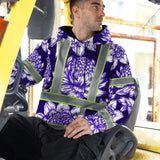 Hi Vis Hoodie Reflective Tapes Violet Neon White Protea Custom Name Safety Workwear For Workers, Truckers, Operators