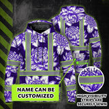 Hi Vis Hoodie Reflective Tapes Violet Neon White Protea Custom Name Safety Workwear For Workers, Truckers, Operators