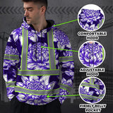 Hi Vis Hoodie Reflective Tapes Violet Neon White Protea Custom Name Safety Workwear For Workers, Truckers, Operators